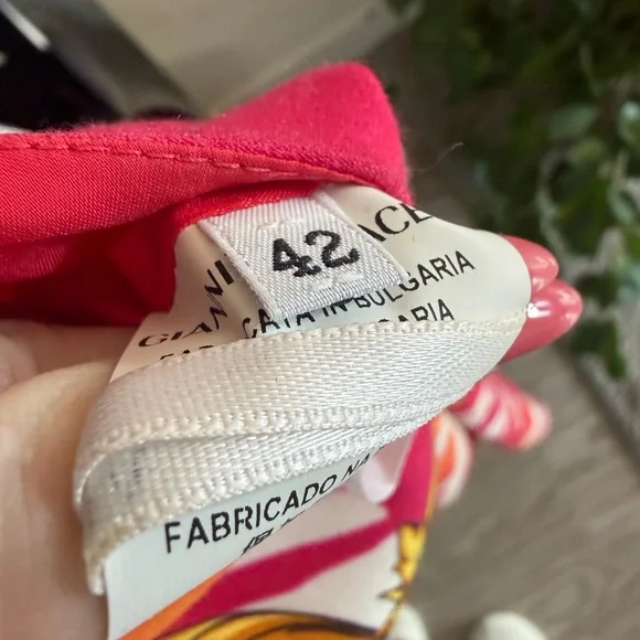 VERSACE - “AUTHENTIC” Red and Orange Patterned Midi Dress - Picture 7 of 8